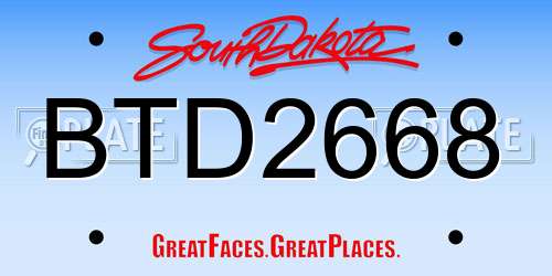 BTD2668 South Dakota License Plate