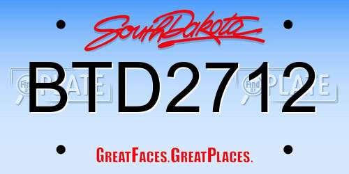 BTD2712 South Dakota License Plate