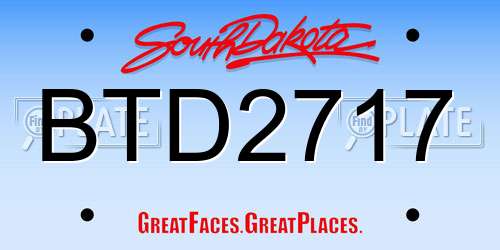 BTD2717 South Dakota License Plate