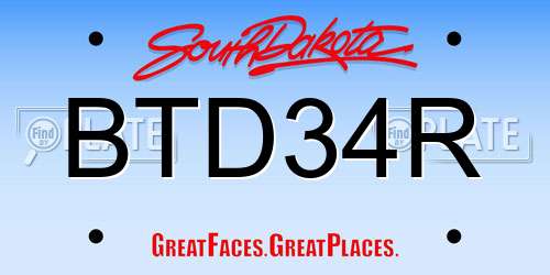 BTD34R South Dakota License Plate