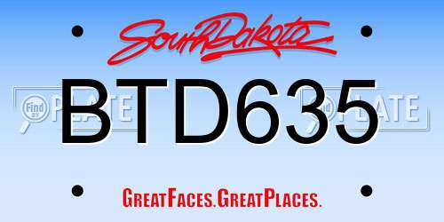 BTD635 South Dakota License Plate