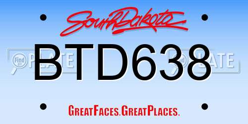 BTD638 South Dakota License Plate