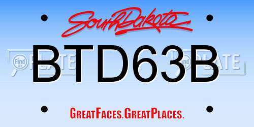 BTD63B South Dakota License Plate