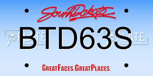 BTD63S South Dakota License Plate
