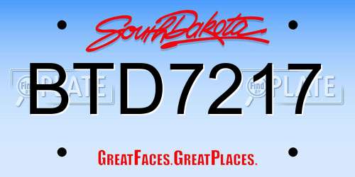 BTD7217 South Dakota License Plate