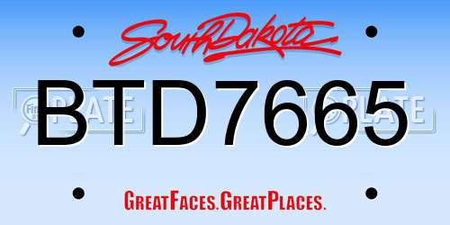 BTD7665 South Dakota License Plate