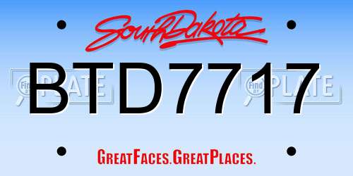 BTD7717 South Dakota License Plate