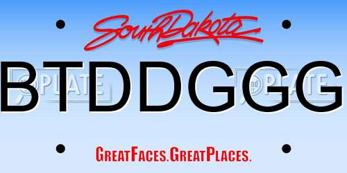 BTDDGGG South Dakota License Plate