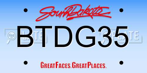 BTDG35 South Dakota License Plate