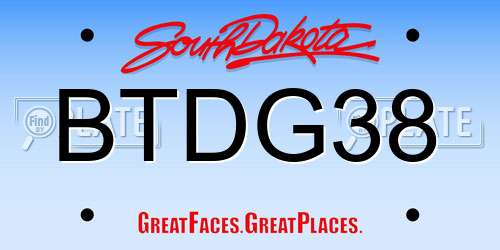 BTDG38 South Dakota License Plate