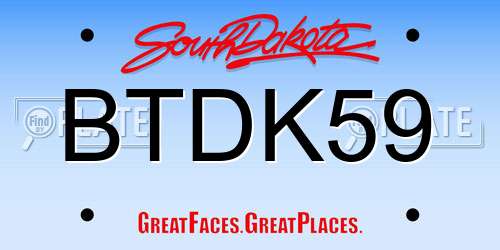 BTDK59 South Dakota License Plate