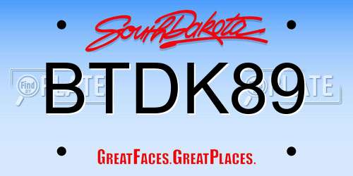 BTDK89 South Dakota License Plate