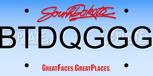 BTDQGGG South Dakota License Plate