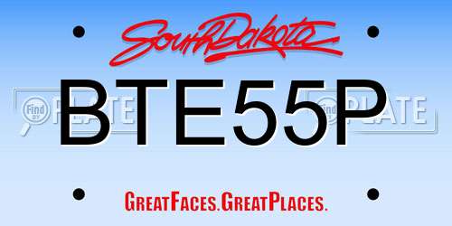 BTE55P South Dakota License Plate