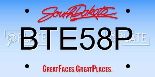 BTE58P South Dakota License Plate