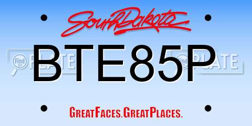 BTE85P South Dakota License Plate