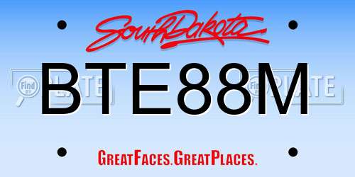 BTE88M South Dakota License Plate