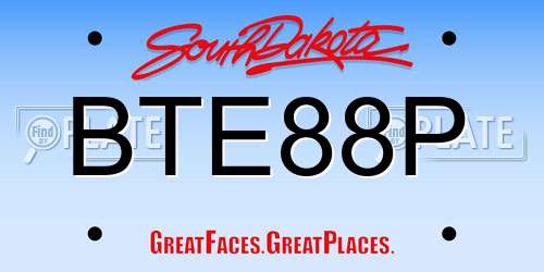 BTE88P South Dakota License Plate