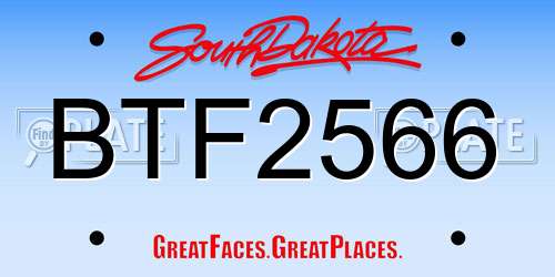 BTF2566 South Dakota License Plate