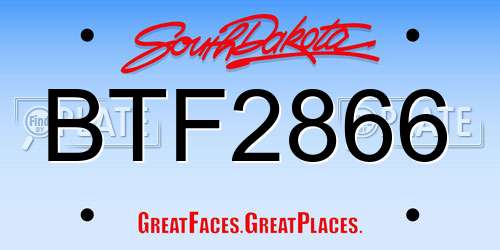BTF2866 South Dakota License Plate