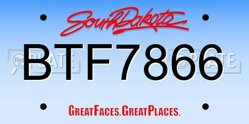 BTF7866 South Dakota License Plate