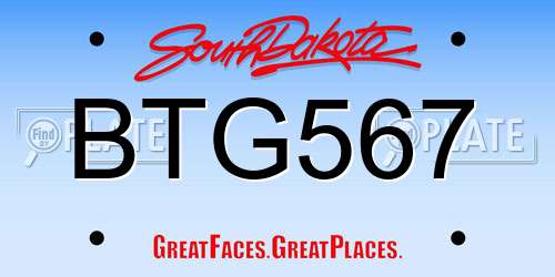 BTG567 South Dakota License Plate