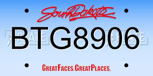 BTG8906 South Dakota License Plate