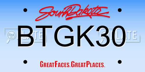 BTGK30 South Dakota License Plate