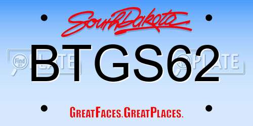 BTGS62 South Dakota License Plate