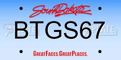BTGS67 South Dakota License Plate