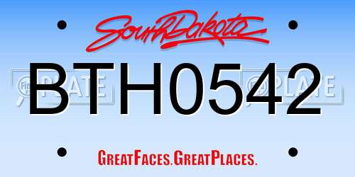 BTH0542 South Dakota License Plate