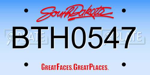 BTH0547 South Dakota License Plate