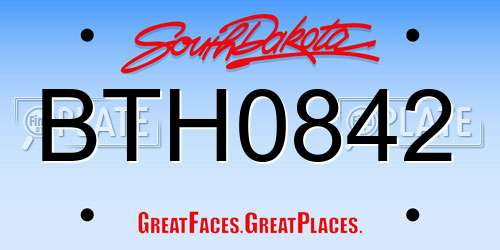 BTH0842 South Dakota License Plate