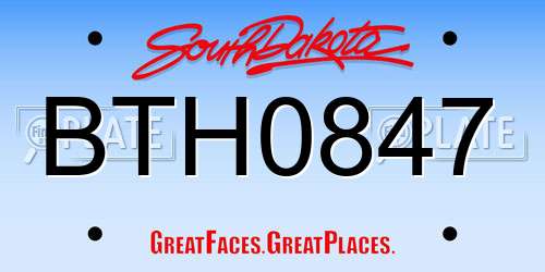 BTH0847 South Dakota License Plate