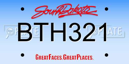 BTH321 South Dakota License Plate