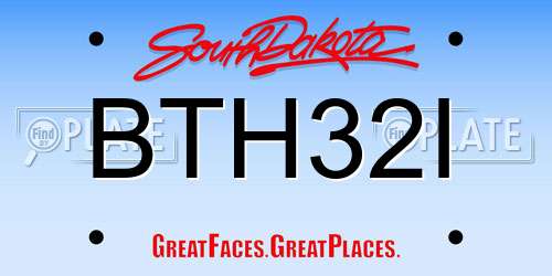 BTH32I South Dakota License Plate