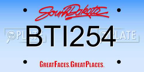 BTI254 South Dakota License Plate