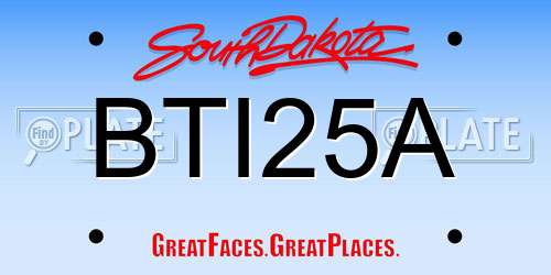 BTI25A South Dakota License Plate