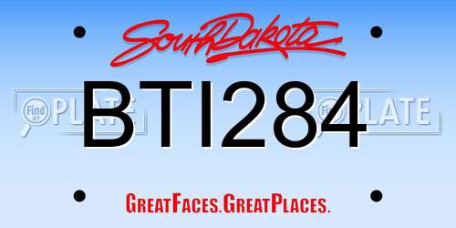 BTI284 South Dakota License Plate