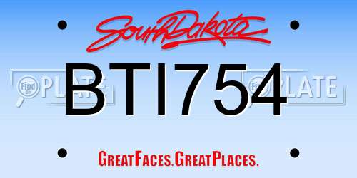 BTI754 South Dakota License Plate