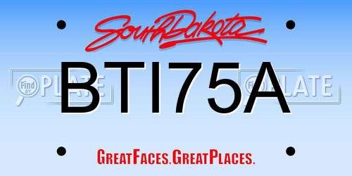 BTI75A South Dakota License Plate