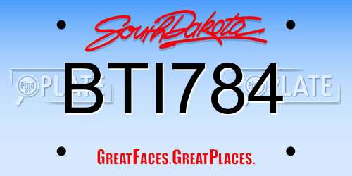 BTI784 South Dakota License Plate