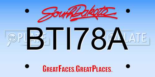 BTI78A South Dakota License Plate