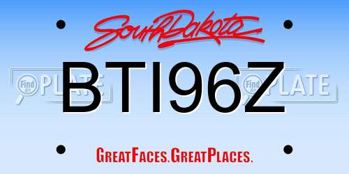 BTI96Z South Dakota License Plate