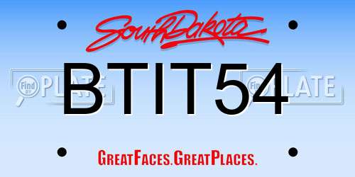 BTIT54 South Dakota License Plate