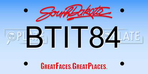 BTIT84 South Dakota License Plate