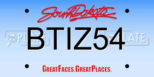 BTIZ54 South Dakota License Plate