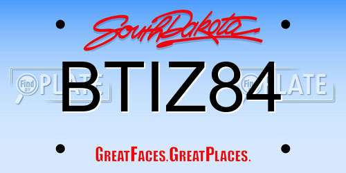 BTIZ84 South Dakota License Plate