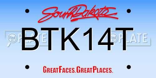 BTK14T South Dakota License Plate