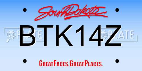BTK14Z South Dakota License Plate
